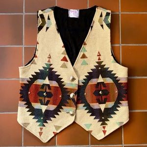 Vintage Western Southwest Tribal Print Vest